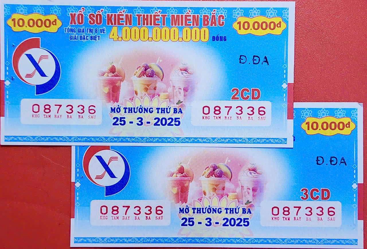 Mẫu vé số xổ số kiến thiết miền Bắc phát hành ngày 25/3/2025