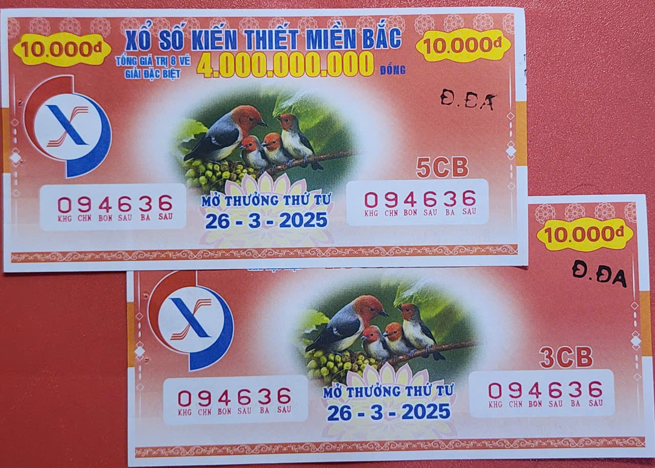 Mẫu vé số XS miền Bắc phát hành hôm nay 26/3/2025