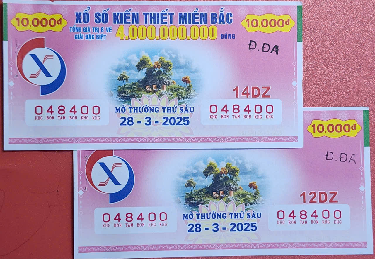 Mẫu vé số xổ số kiến thiết miền Bắc phát hành hôm nay 28/03/2025
