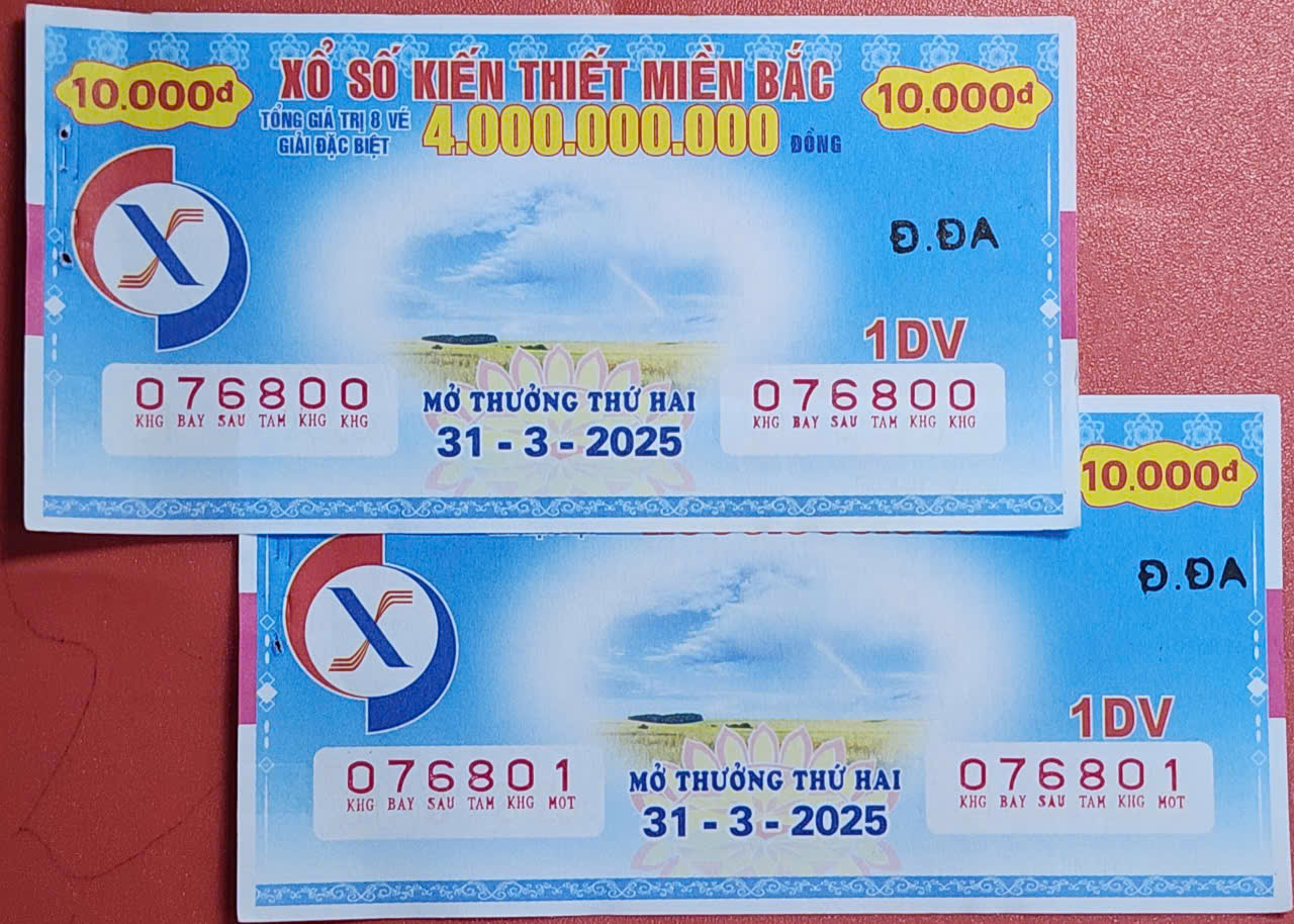 Mẫu vé số xổ số kiến thiết miền Bắc phát hành hôm nay 1/4/2025