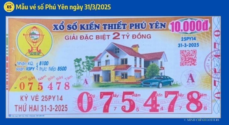 Hình ảnh vé số Phú Yên ngày 31/2/2025