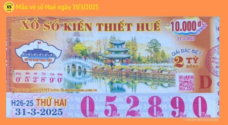 Hình ảnh vé số Huế ngày 31/2/2025: