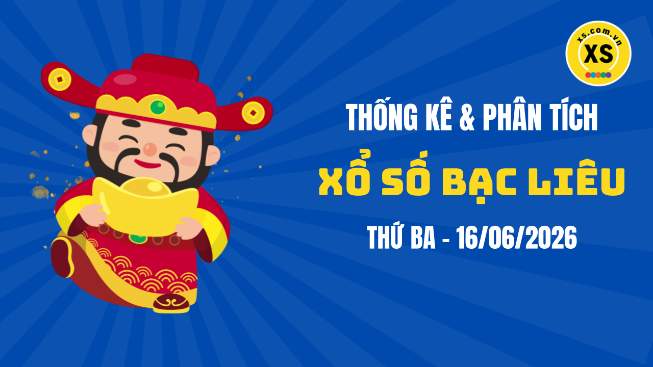 Thống kê XSBL 16/6 : Thống kê và phân tích xổ số Bạc Liêu ngày 16/6/2026