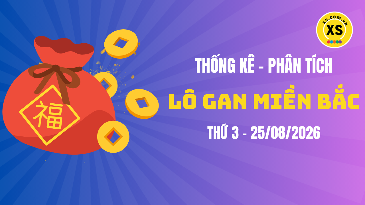 Loto gan MB 25/8 : Thống kê loto gan miền Bắc ngày 25/8/2026