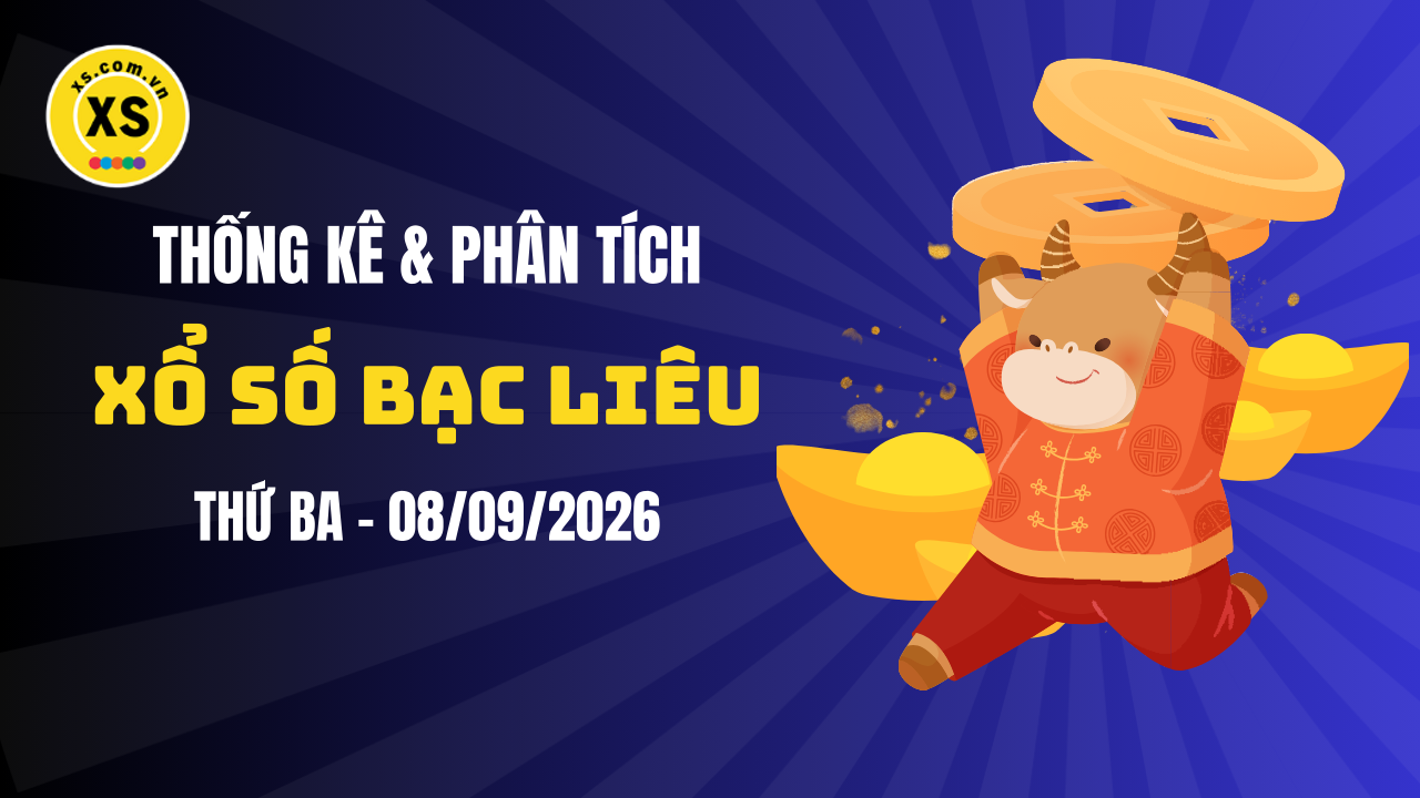 Thống kê XSBL 8/9 : Thống kê và phân tích xổ số Bạc Liêu ngày 8/9/2026
